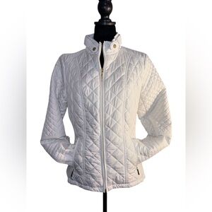 Weatherproof Quilted Jacket with Side Stretch- White Size Medium